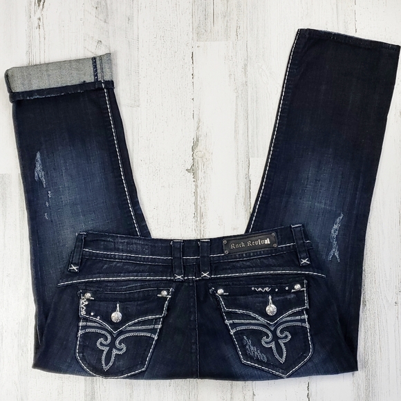 Rock Revival Denim - Rock Revival Stephanie Easy Capri Jean's.  Size 31